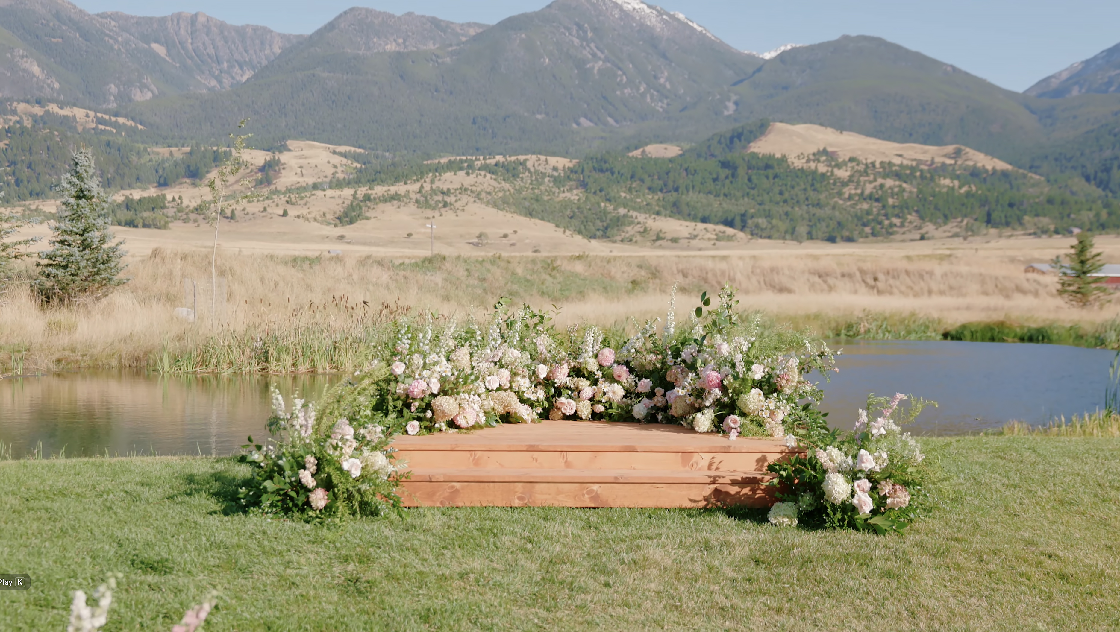 Cocktail hour with mountain views in Montana