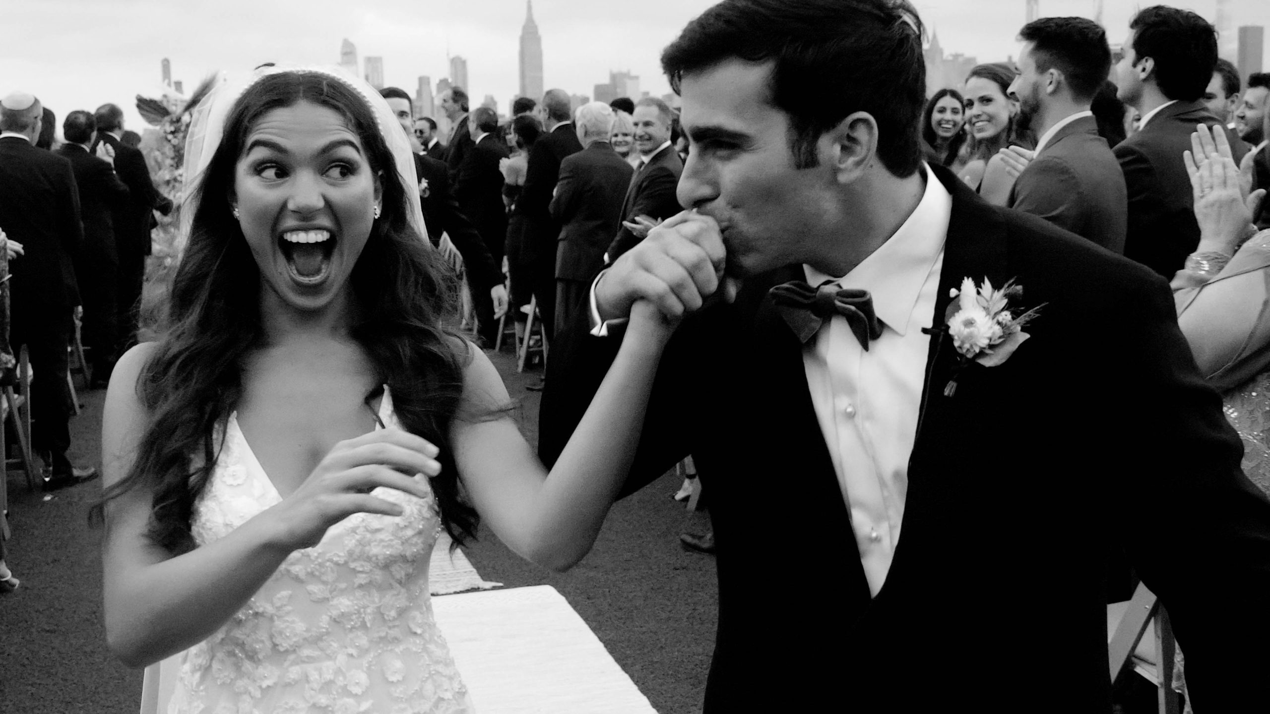 Wedding couple on a rooftop at the William Vale